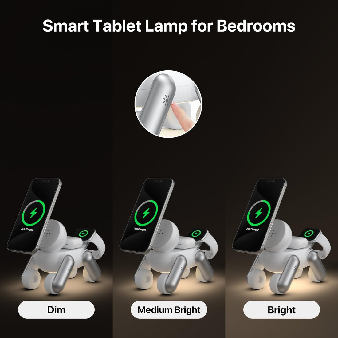 3 in 1 Wireless Charging Station for Apple Devices,Foldable Cute Magnetic Mag-Safe Wireless Charger Stand with Night Light