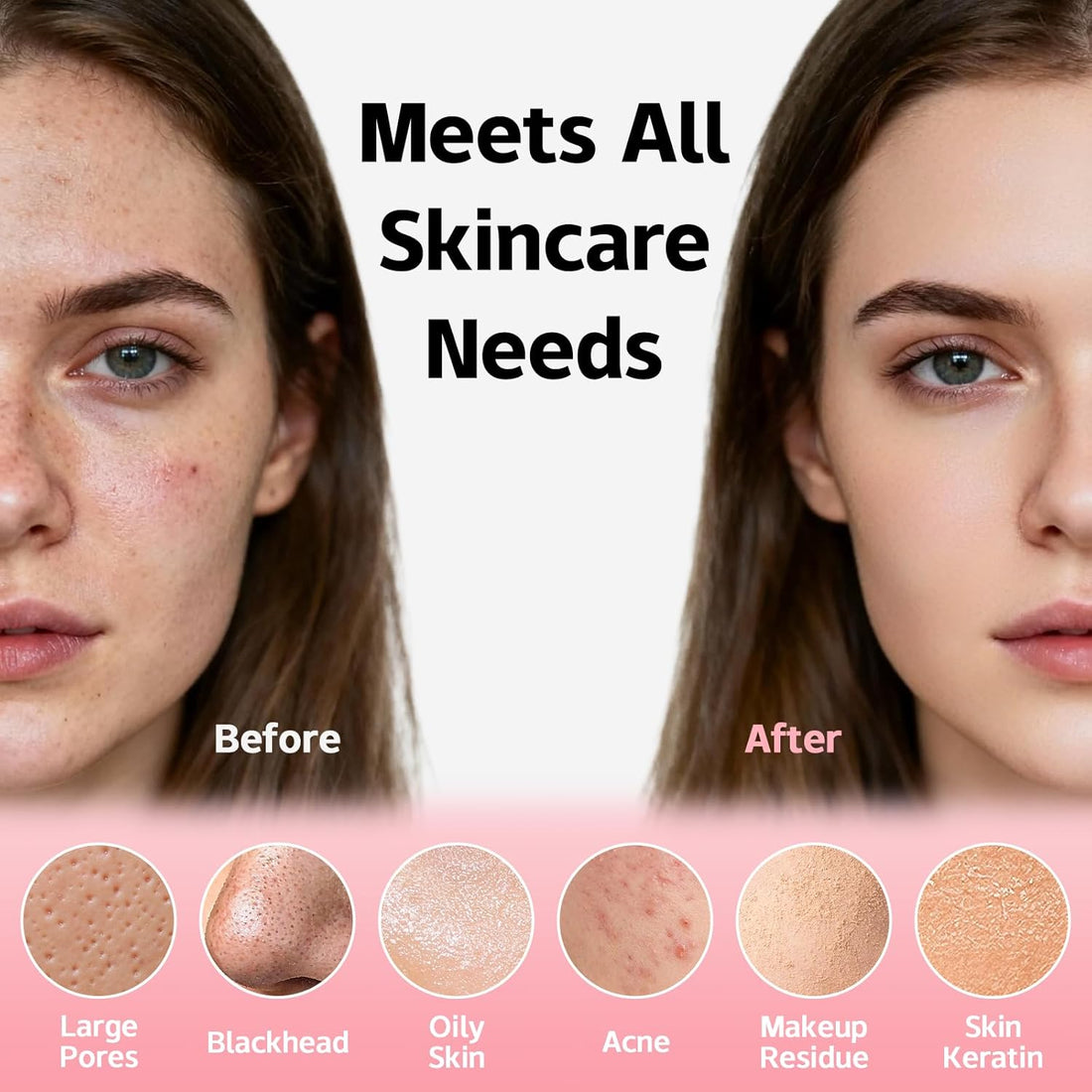 Face Cleansing Brush, Waterproof Silicone Facial Cleansing Brush, 6 Modes, 3 Light Effect, Rechargeable Electric Exfoliator Deep-Clean Scrubber