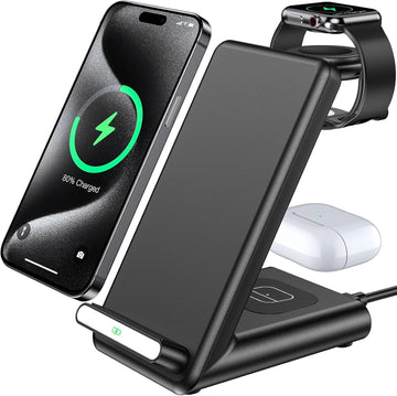 Wireless Charging Station,3 in 1 Charging Stand Made for Apple Watch Ultra 11 10 9 8 7 6 SE 5 4 3,Fast Wireless Charger Made for iPhone